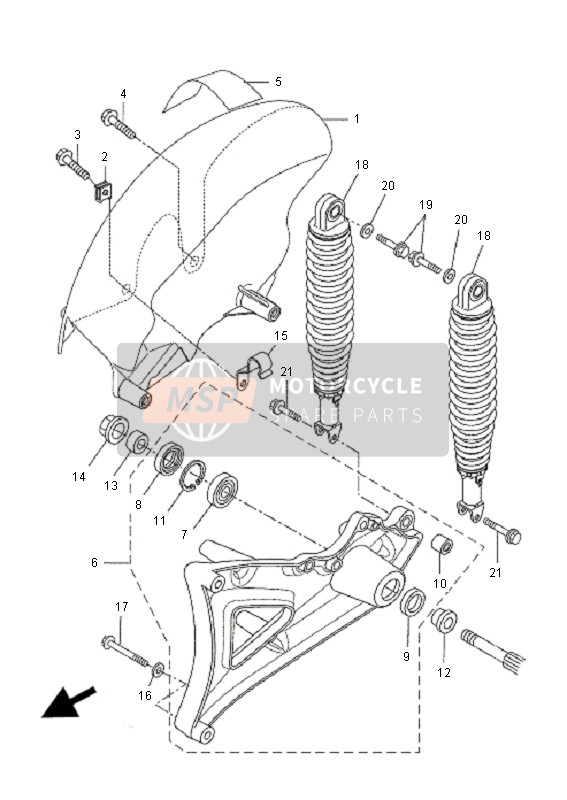 Yamaha VP250 X-CITY 2008 Rear Arm & Suspension for a 2008 Yamaha VP250 X-CITY